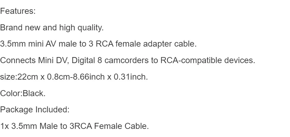 3.5mm Jack Plug Male to 3 RCA Adapter to RCA Male Audio Video AV Cable Wire  Cord for Android TV Box 