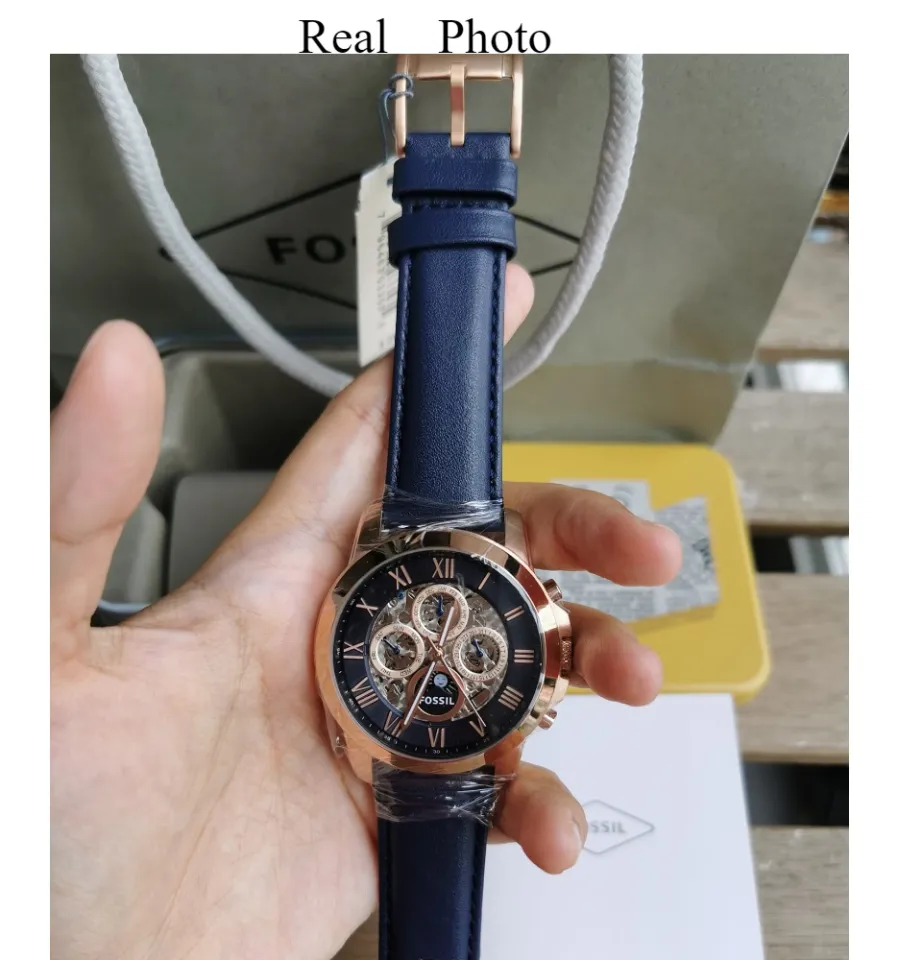 Real Photo OriginalFossil Men s Grant Automatic Multifunction Blue Leather Watch ME3029 Jam Tangan Lelaki Lazada