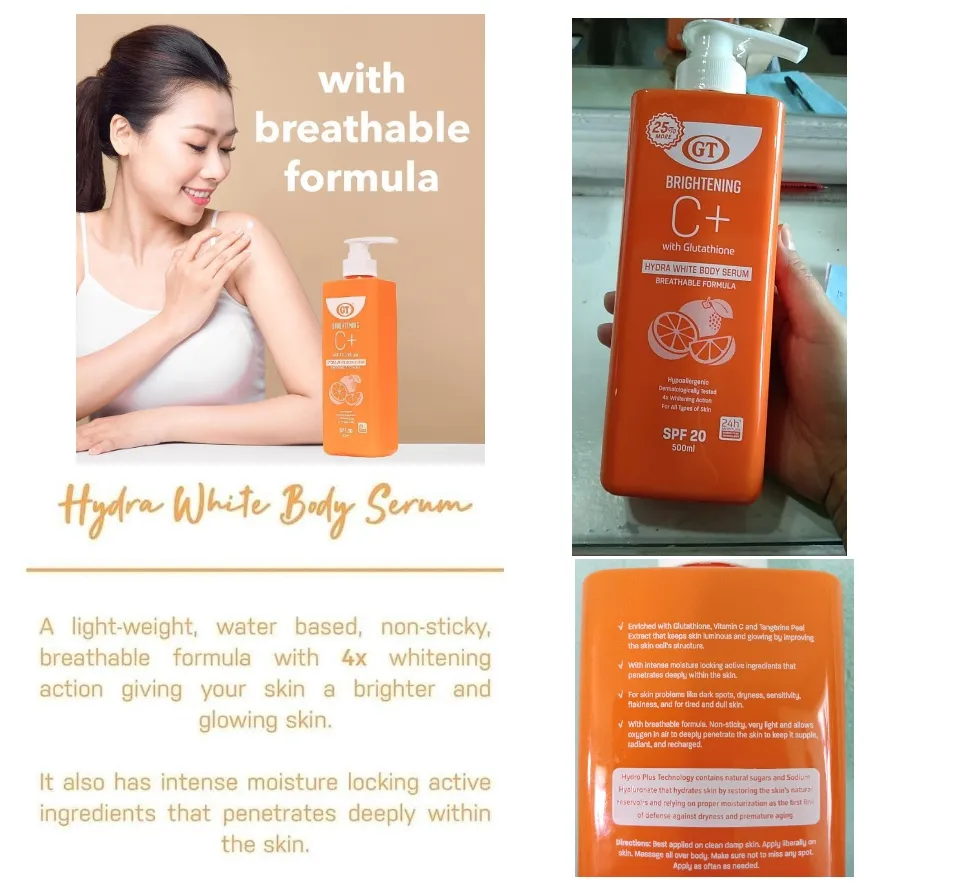 gt brightening c+ with glutathione GT Brightening C+ Hydra White Body Serum