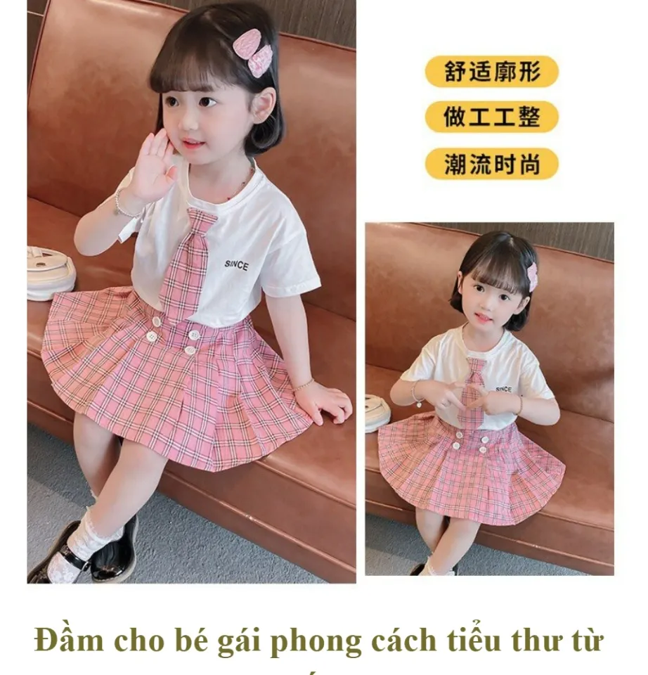váy tiểu thư hoa Hồng kèm áo khoác cho bé gái | Shopee Việt Nam