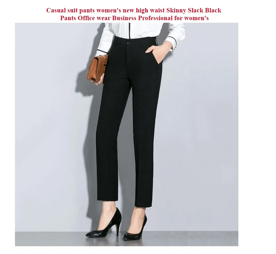 Casual suit pants womens new high waist Skinny Slack Black Pants