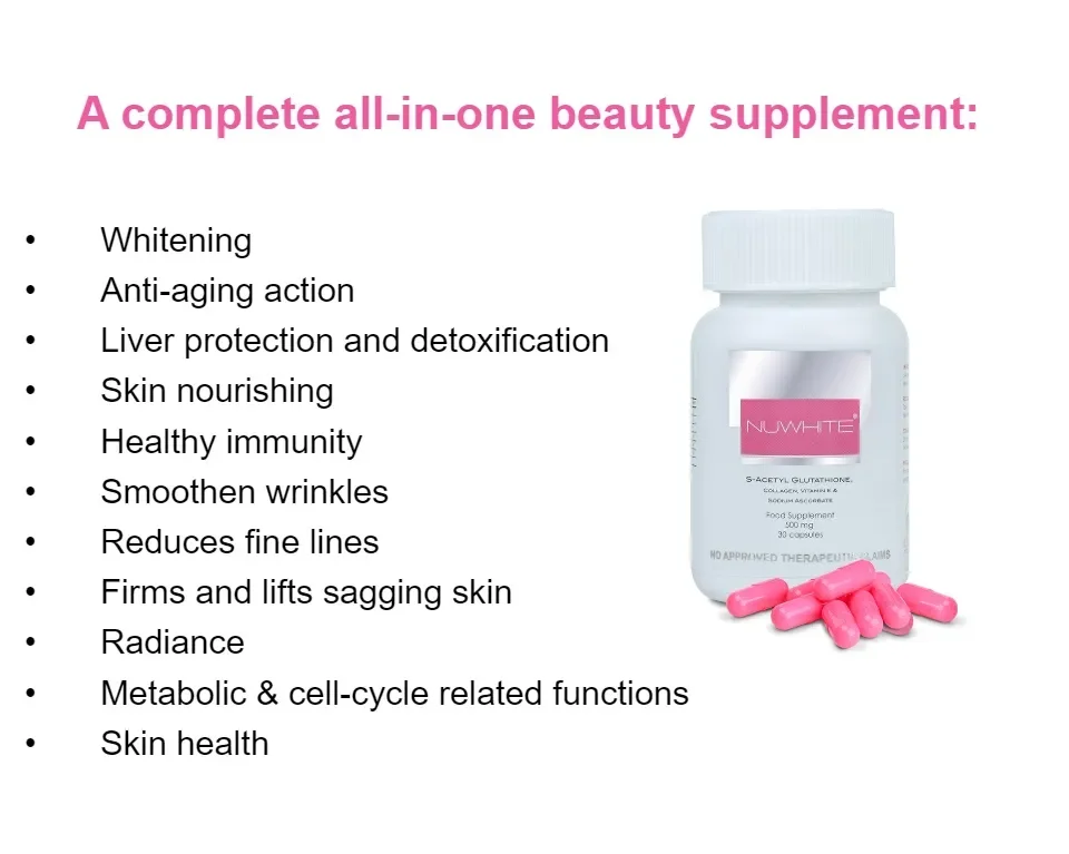 NUWHITE S Acetyl Glutathione Whitening Supplement 3 bottles