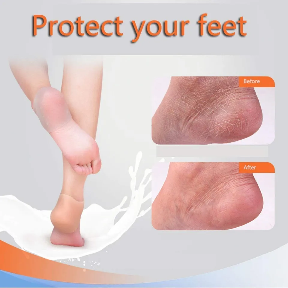 Buy DJ FINDER Silicone Heel Pad - Pack Of 3 Heel Pad For Heel Pain, Washable Silicon Socks For Women & Men, Toe Free Heel Pain Relief Products For Women, Silicon Heel