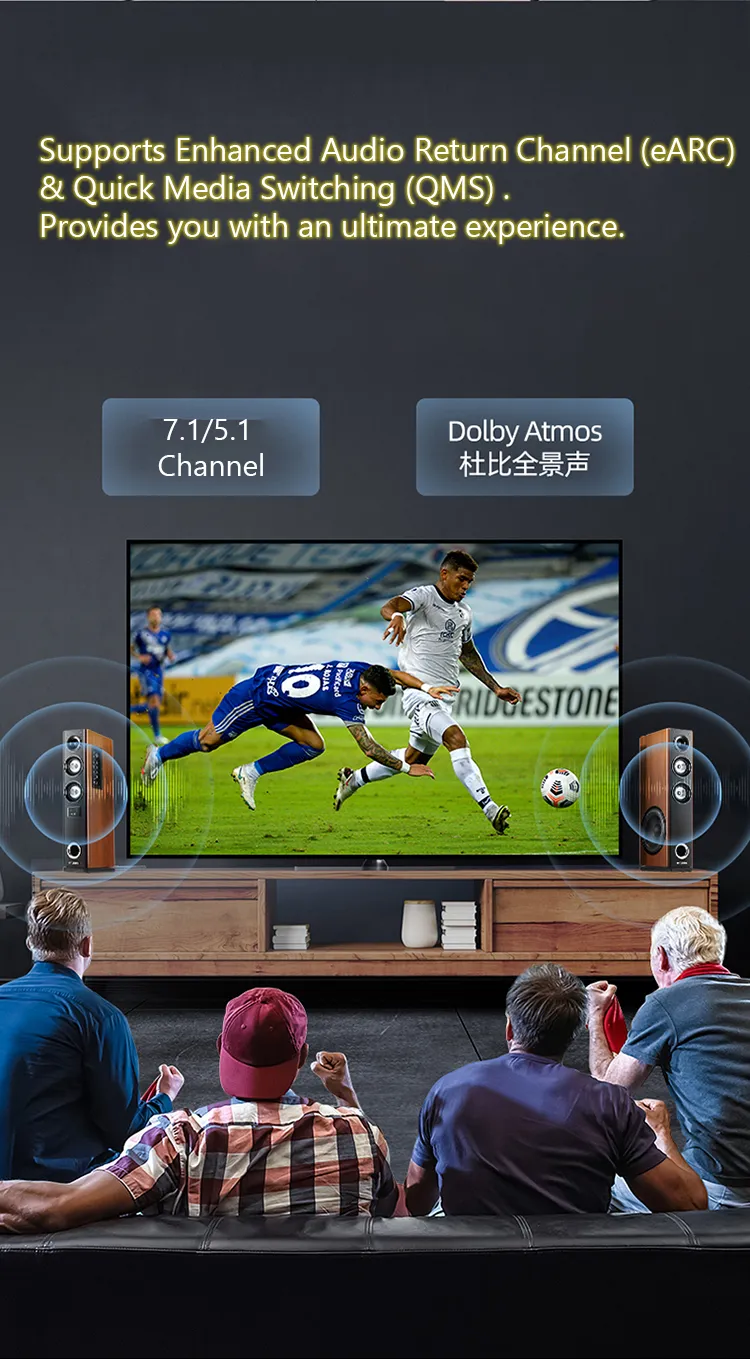 Samzhe HDMI 2.1 Cable 8K@60Hz 2m Certified 2 <strong>8K 60Hz FUHD</strong> <span data-spm-anchor-id="a2o42.pdp_revamp.product_detail.i1.5c8170d4Het9tt">SAMZHE HDMI 8k cable supports a higher resolution of 8K 60Hz, and is compatible with 8K 50Hz, 4K 120Hz, 4K 100Hz, etc. </span><strong>Dynamic HDR</strong> SAMZHE HDMI 8k cable HDR provides you with more vivid pictures with dynamic HDR, supporting Dolby Vision HDR, HDR 10+, etc. <strong>eARC Supported</strong> The 8K HDMI Cable also enables you to enjoy perfect audio fidelity. Enhanced Audio Return Channel enables the use of object-based surround sound formats, such as True HD Dolby 7.1 and DTS-HD Master Audio and Dolby Atmos.