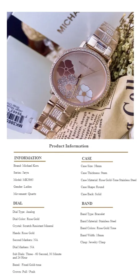 Michael kors jaryn pavé discount rose gold tone watch