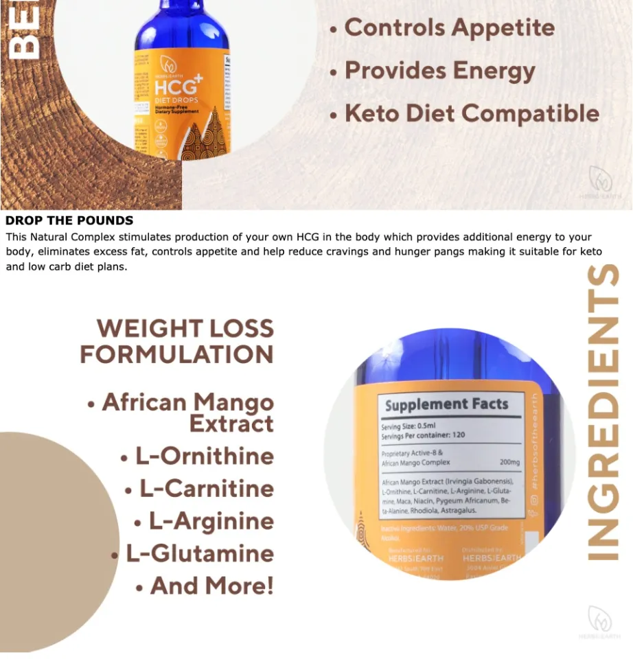 HCG Diet Drops - Ultra Lean Drops Vegan Metabolism Drops with African Mango  Extract L-Ornithine L-Carnitine L-Arginine L-Glutamine Maca Niacin Pygeum  Energy Booster Fat Blocker Fat Burner 60 ml Liquid from Herbs