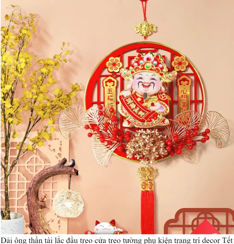 SIZE LỚN NHẤT 40 CM,CÓ HOA TÀI LỘC- Dải treo ông Thần Tài lắc lư