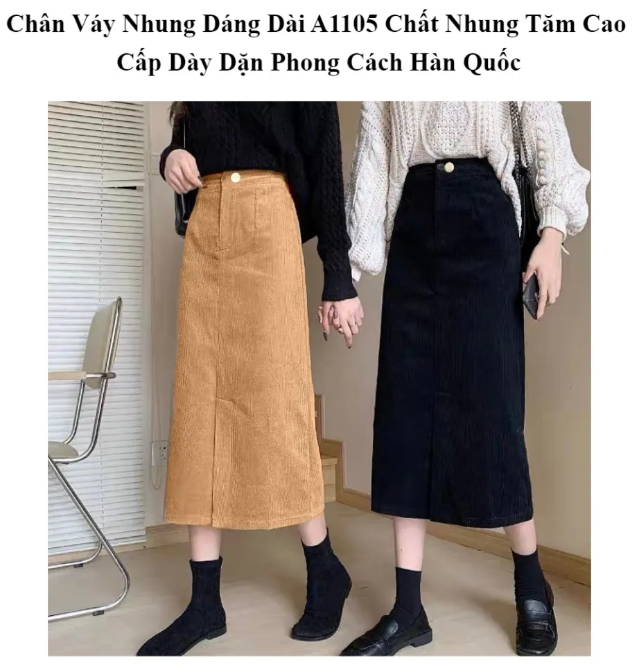 Chân váy nhung tăm dáng dài Taobao - Thanh lý - 114355413