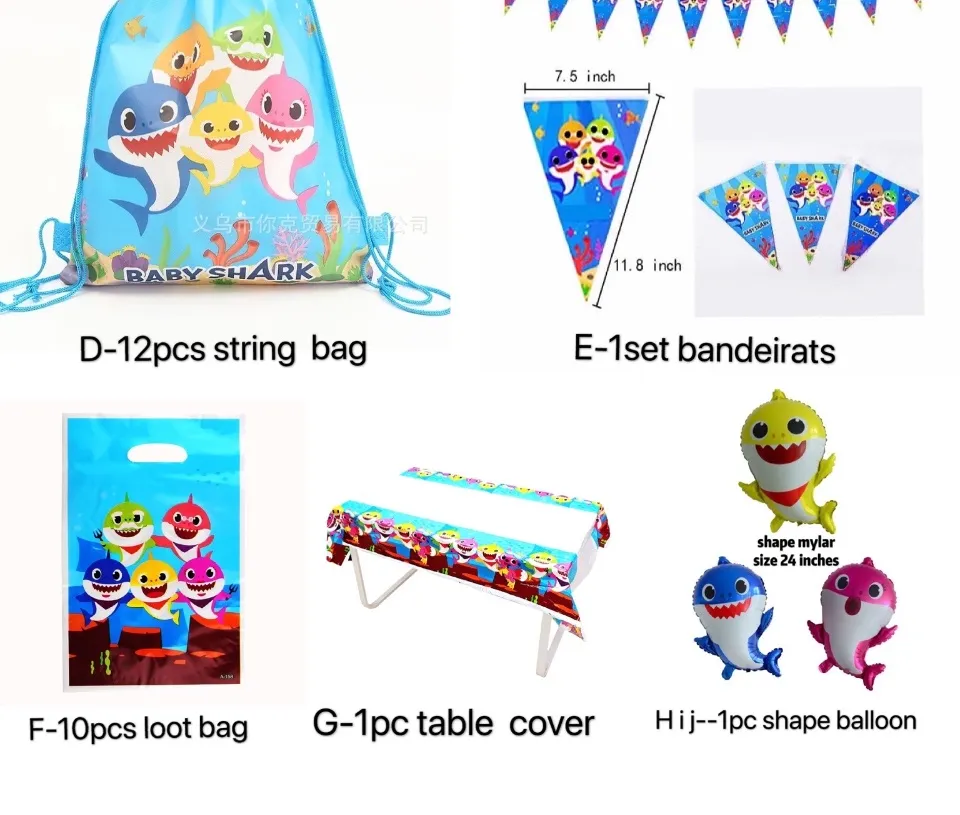 Baby Shark Theme Party Supplies Decorate Prize Loot Bag Giftaway