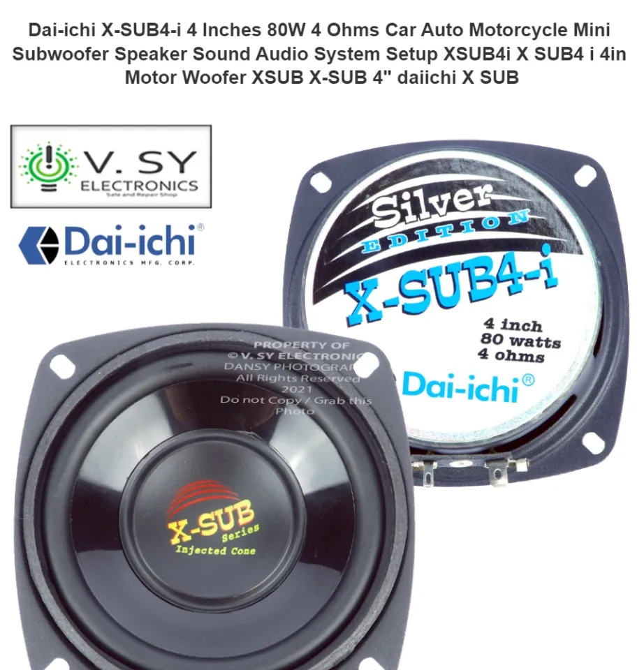 Dai-ichi X-SUB4-i Inches 80W Ohms Car Auto Motorcycle Mini