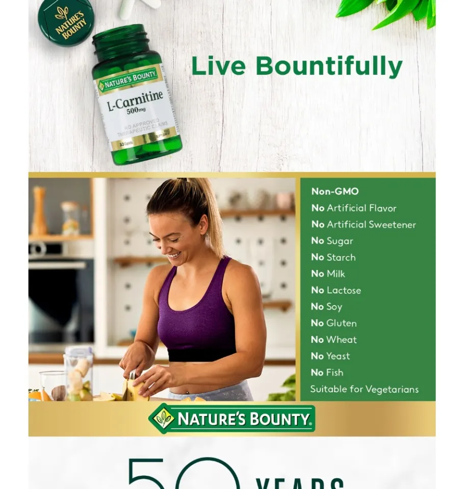 l carnitine nature's bounty NATURES BOUNTY L-CARNITINE Food Supplement 500mg x 30 Caplets Laboratory  Tested Caplets Supplement Usa Made Select Ingredients Local Supplier  Warranty Health Science - Lazada main image 0
