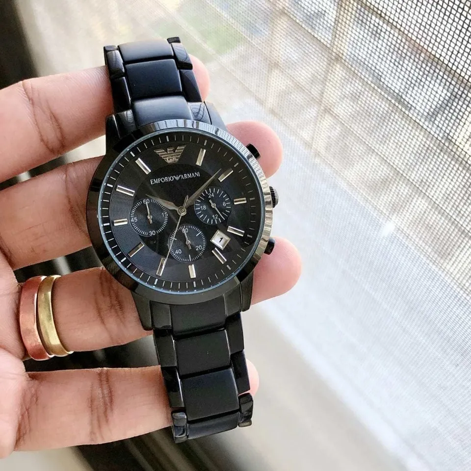 Authentic] Emporio Armani Classic Chronograph Black Dial Steel Men