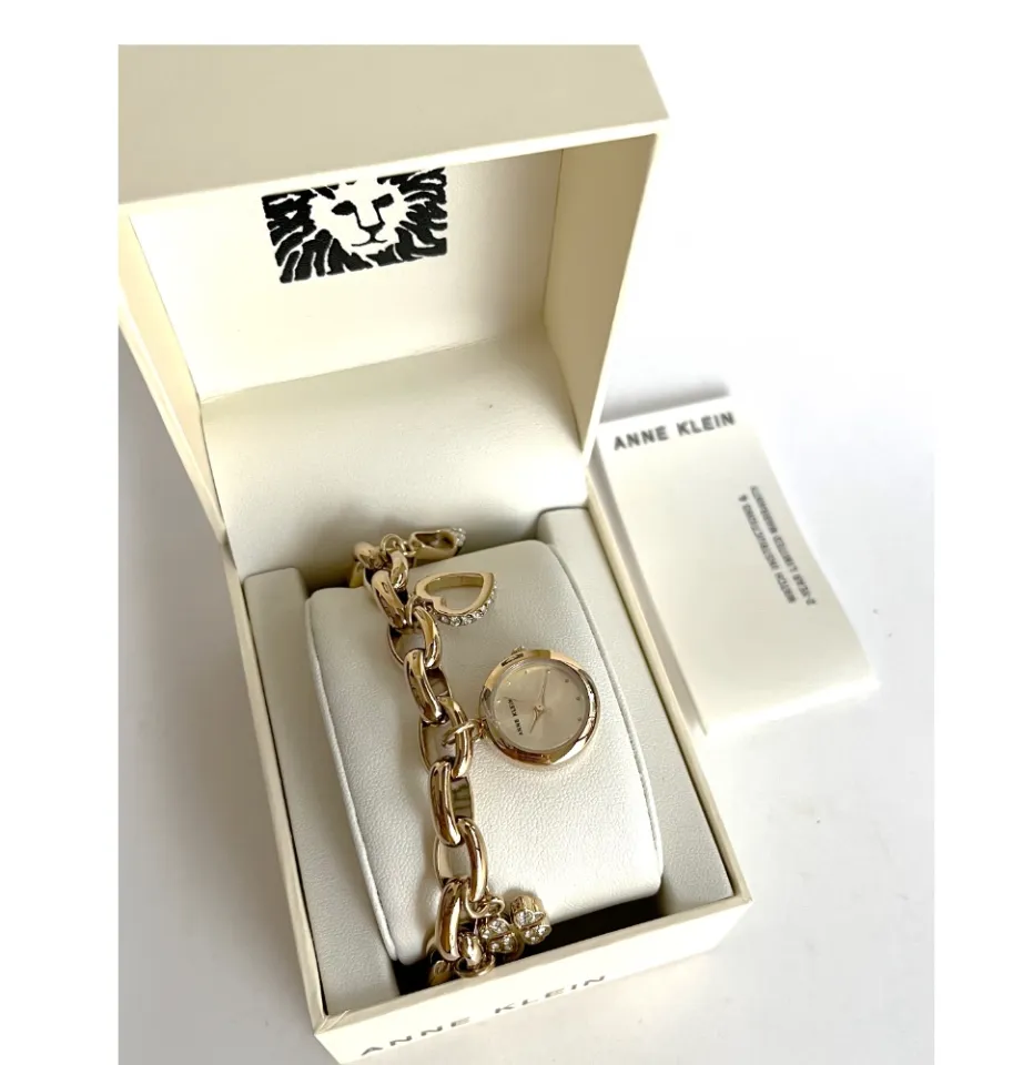 Anne Klein Women's Gold & Orange Handbag Charm Bracelet Watch - O/S – Rokit