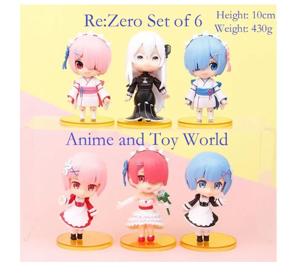 Re:ZERO-Starting Life in Another Rem Ram Emilia Set of 6 Rem Blue White  23cm Anime Collectible Action Figure | Lazada PH