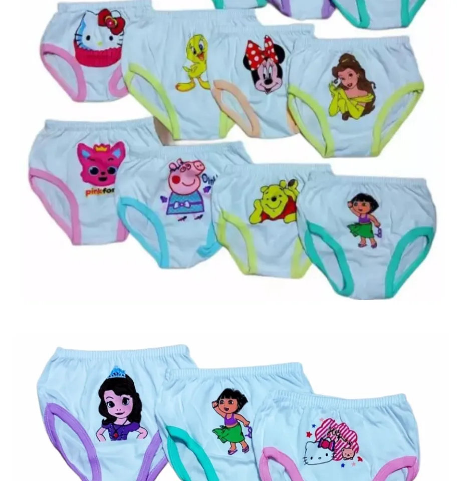 Dido's Panty for GIRL Kids Infant Toodler Age 0-to-6years Old 100% Pure  Cotton Mall Quality Underwear For Childrens Baby Girl White with Piping and  Character Prints Bundle/Set Sale and Affordable