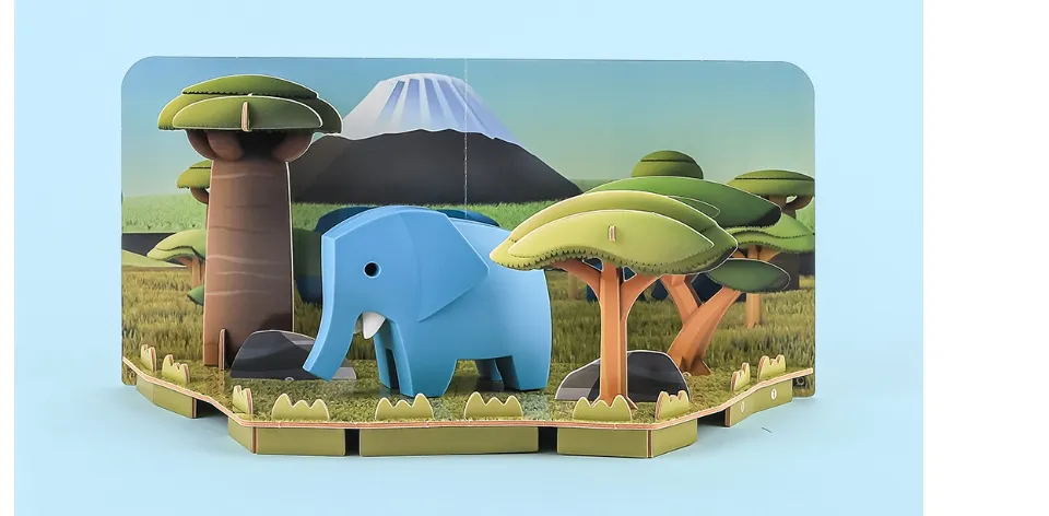 HALFTOYS HA004 Elefante - Set Giocattolo Magnetico Con Puzzle 3D E Diorama - Per Bambini 3+ Anni