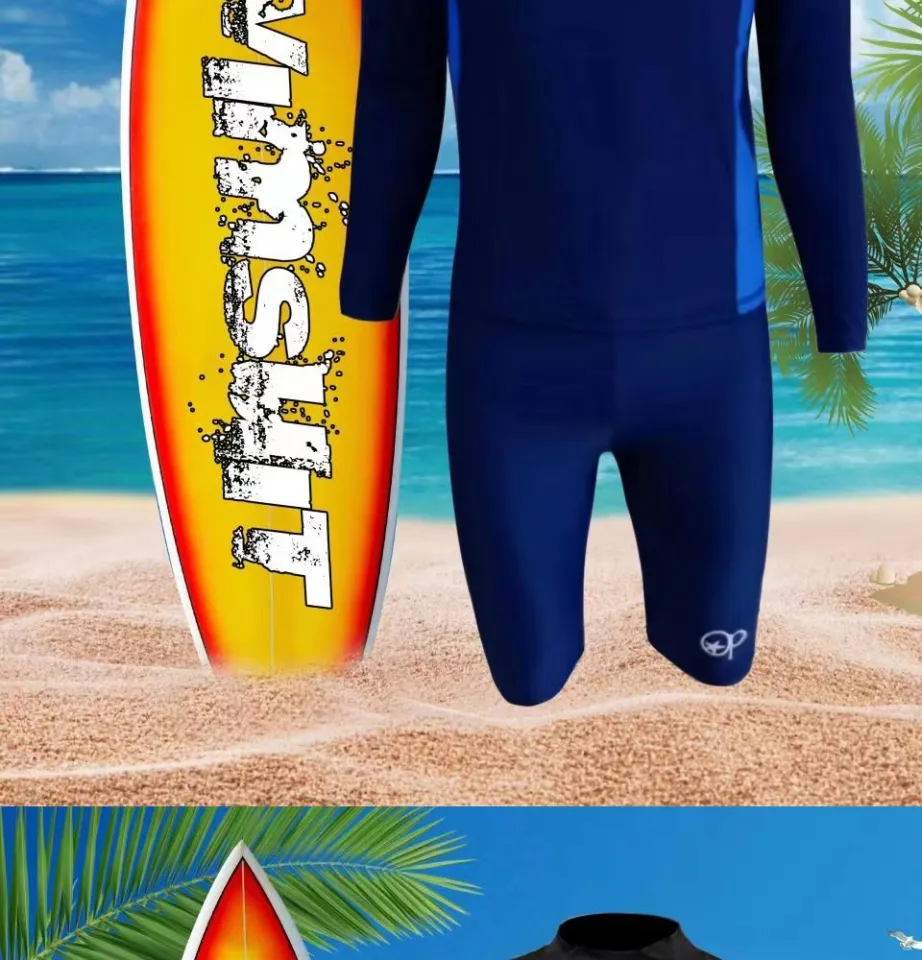 Men Long Sleeve Swimwear Surf Rash Guard Wetsuit Undersuit