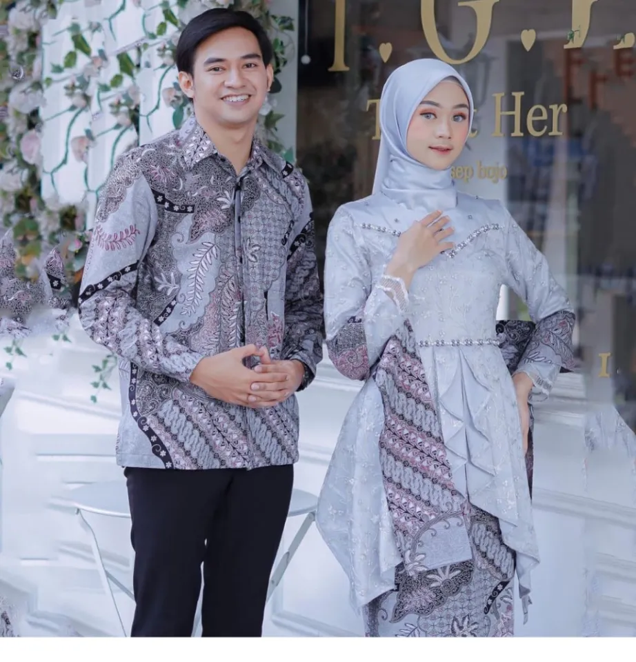 Batik couple murah modern Set kebaya couple brokat kombinasi