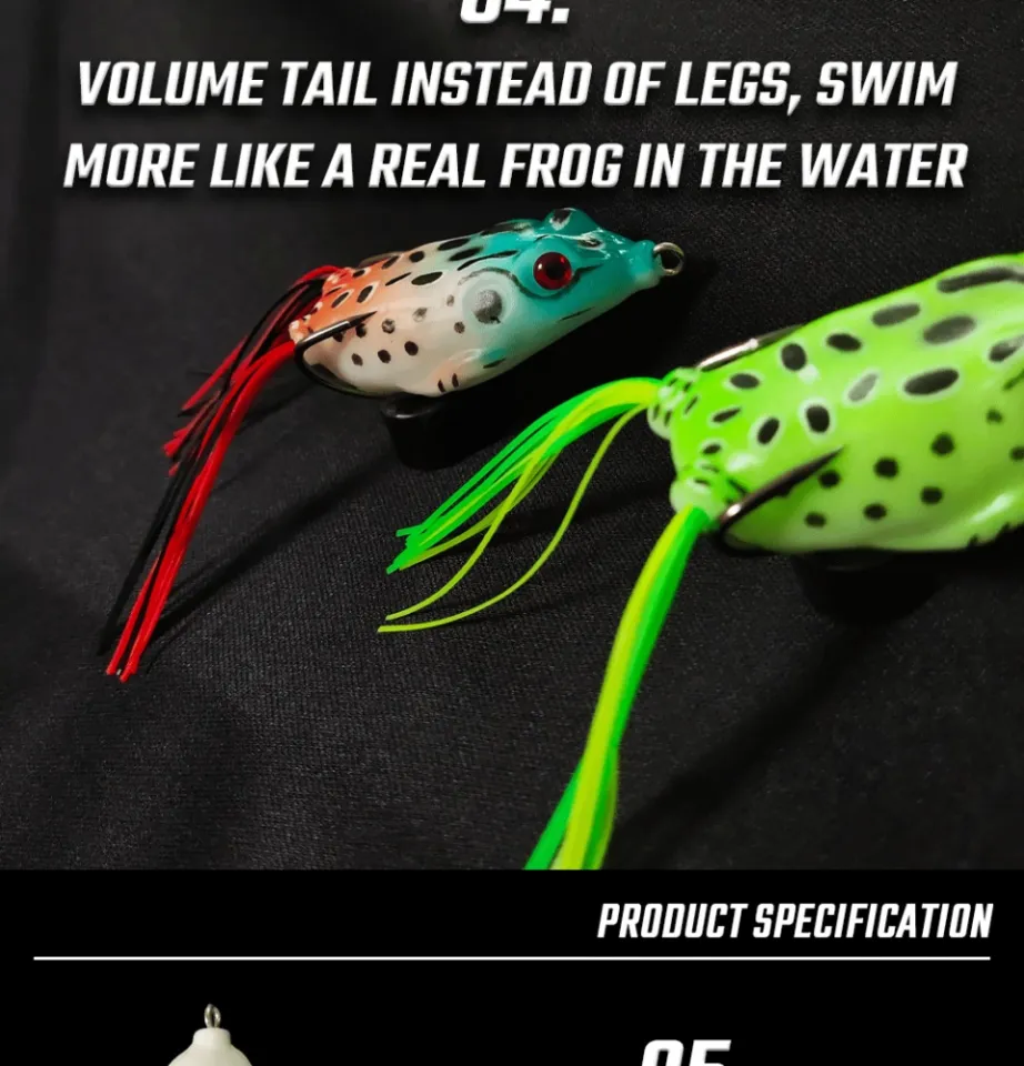 Spotted Frog Steel Hooks Fishing Soft Plastic Lure Baits Topwater