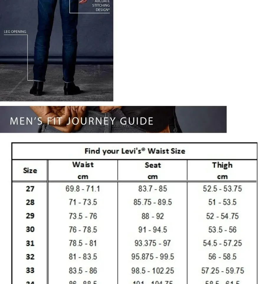 Levis 512 size deals chart