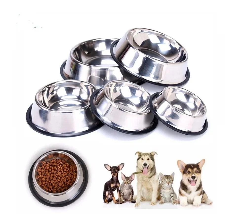 Thickened stainless steel footprint pet bowl feeder cat and dog