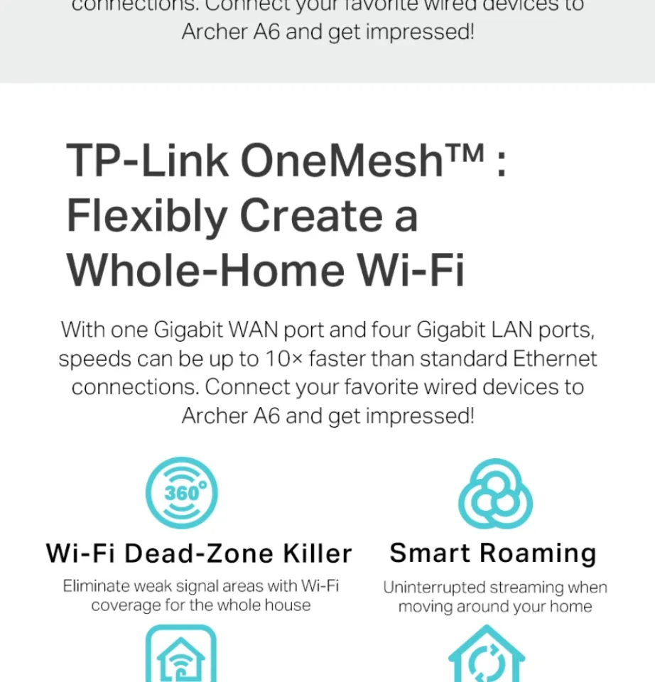 TP-Link Archer A6 AC1200 Wireless MU-MIMO 5GHz Dual Band