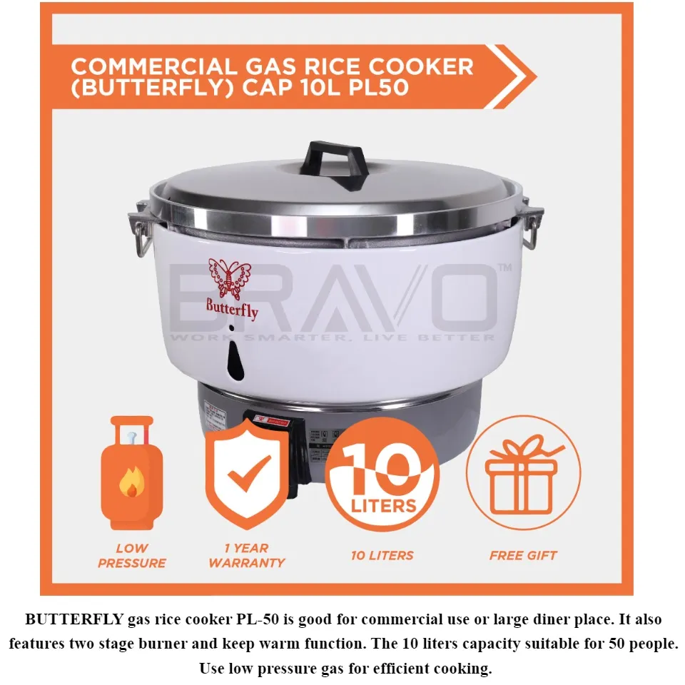 BUTTERFLY Rice Cooker PL50 (Gas) Capacity 10 Liter Periuk Nasi
