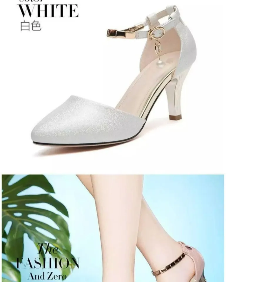 Kasut Tumit Tinggi Bertali Pergelangan Kaki Fesyen Elegan Wanita