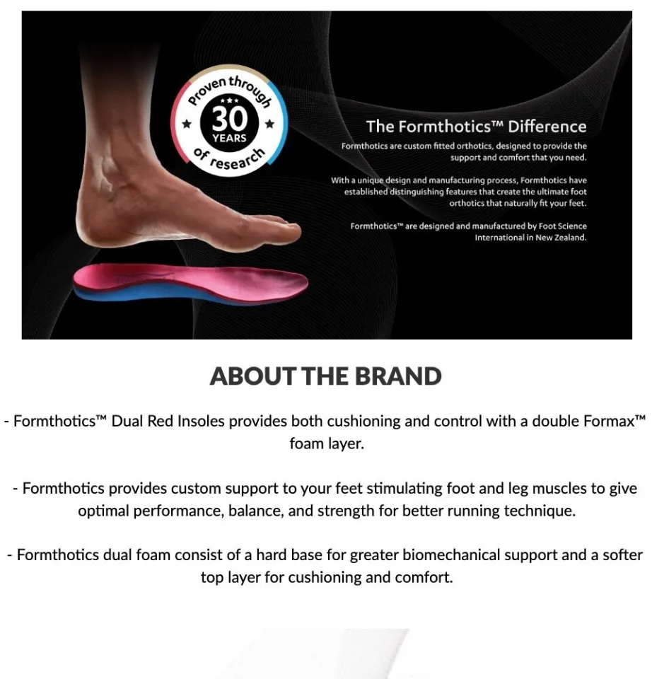 Formthotics Dual Red Density Custom Medical Orthotics Insole Arch Support  Shoe Insole for Running, Plantar Fasciitis