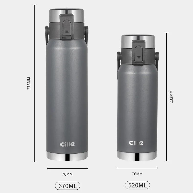 Cille 600ml/670ml/1.3L/1.7L 316SS Stainless Steel Vacuum Flask