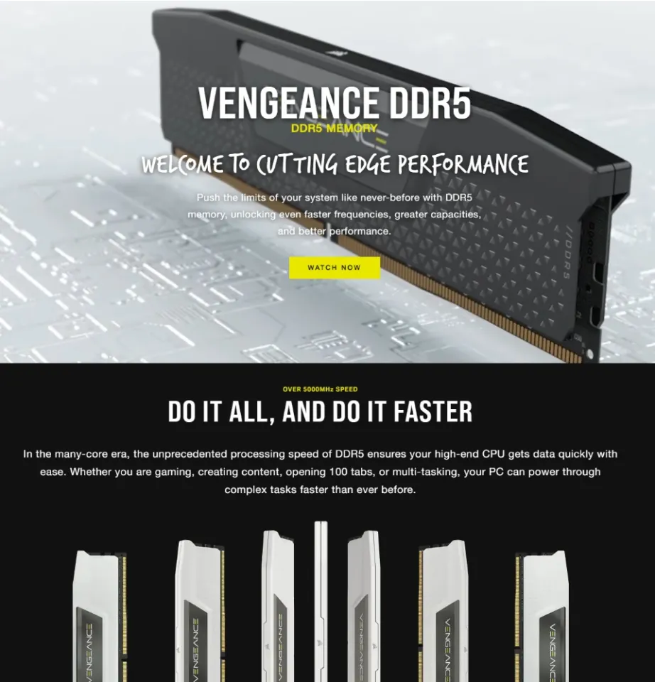 CORSAIR VENGEANCE DDR5 32GB(2x16GB)/64GB(2 x 32GB) DDR5 DRAM