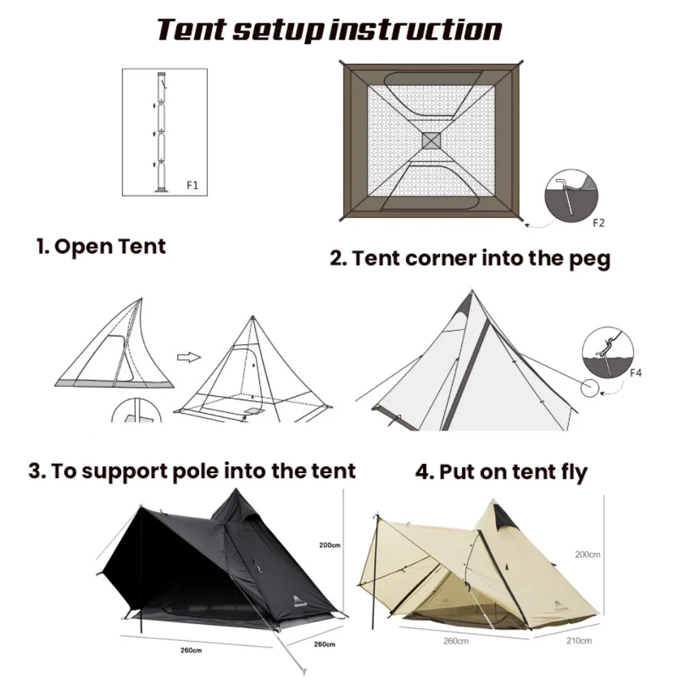 JDEX MOUNTAINHIKER 3 to 4 person Teepee Tent Pyramid Dark Tower
