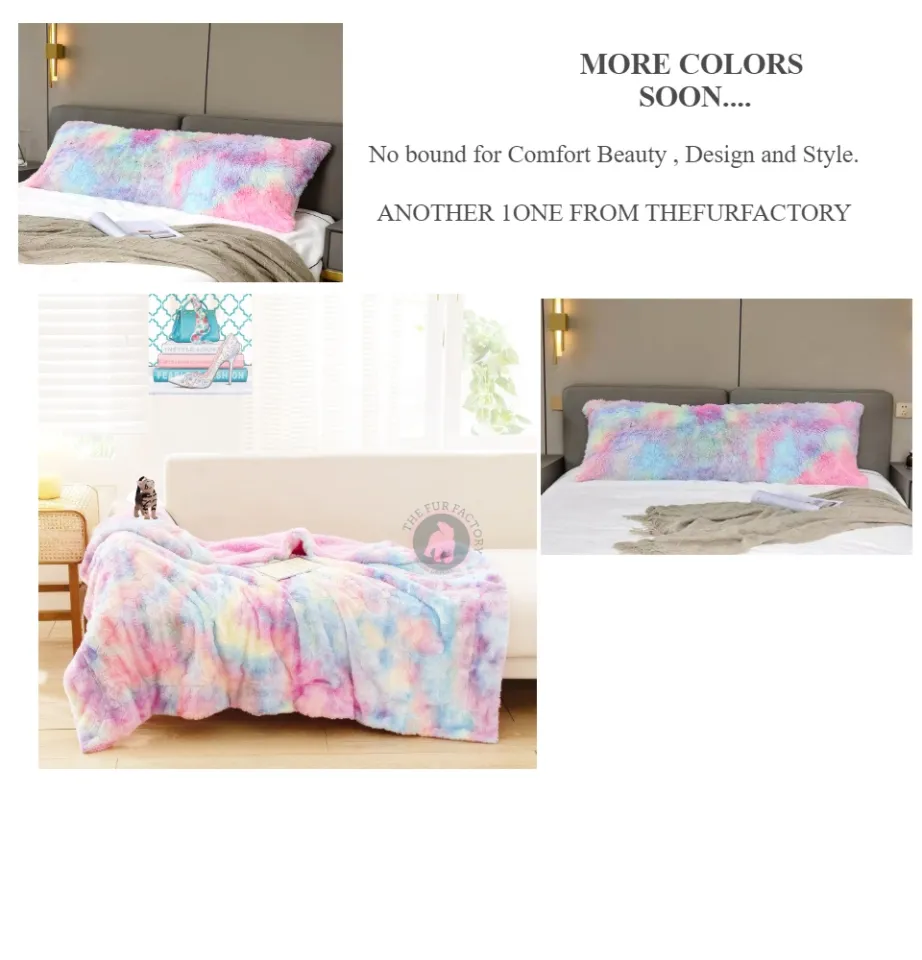 Unicorn rainbow faux 2025 fur comforter set