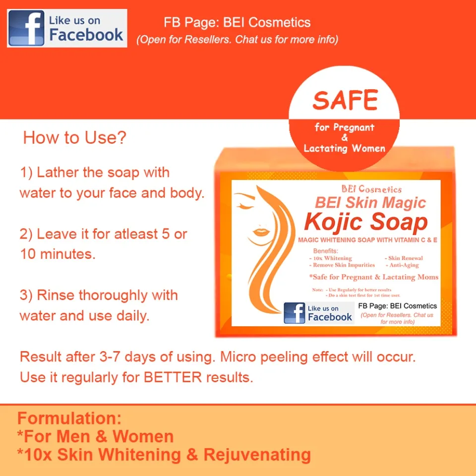 ORIGINAL] Kojic Acid Magic Bar Soap / Gluta Kojic Premium Kojic Bar Soap by  BEI Skin Magic - Rejuvenating Whitening Peeling Soap with Vitamin C & E  Where To Buy Kojic Acid