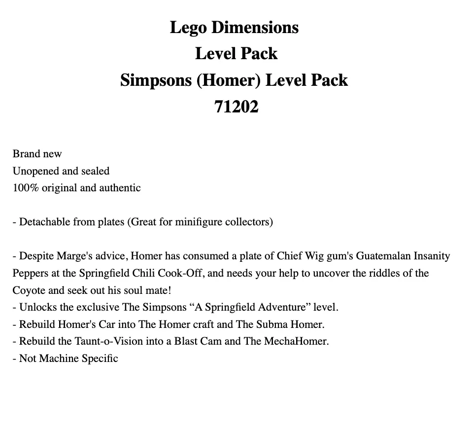 Lego dimensions sales 71202