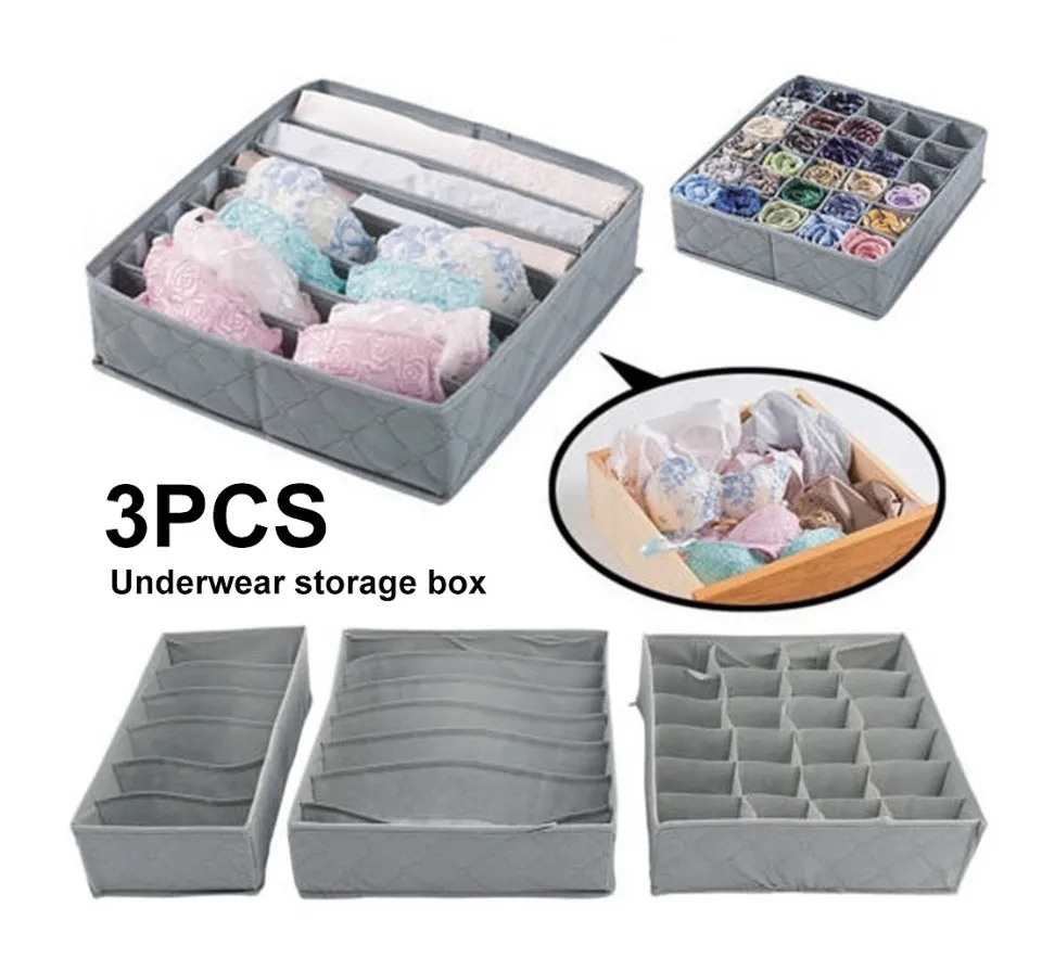 Set of 3,Foldable Storage Box with Zipper, Drawer Organizer