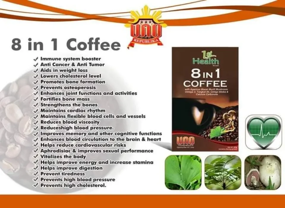 UNO 8 in 1 Coffee 420g 1 BOX 20 SACHET Agaricus Mushroom