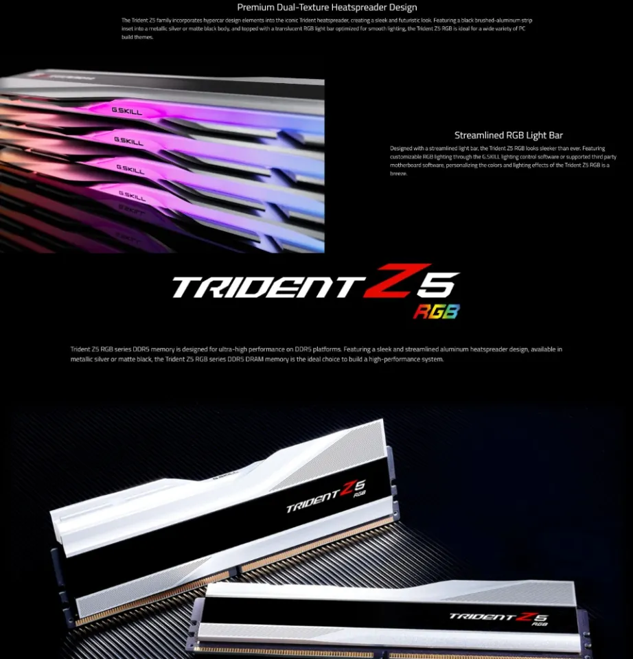 G.SKILL GSKILL TRIDENT Z5 RGB DDR5 32GB | 5600 / 6000 / 6400