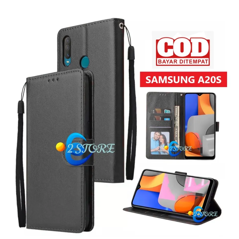 SAMSUNG A20S Flip dompet buka tutup casing wallet kulit ada tempat