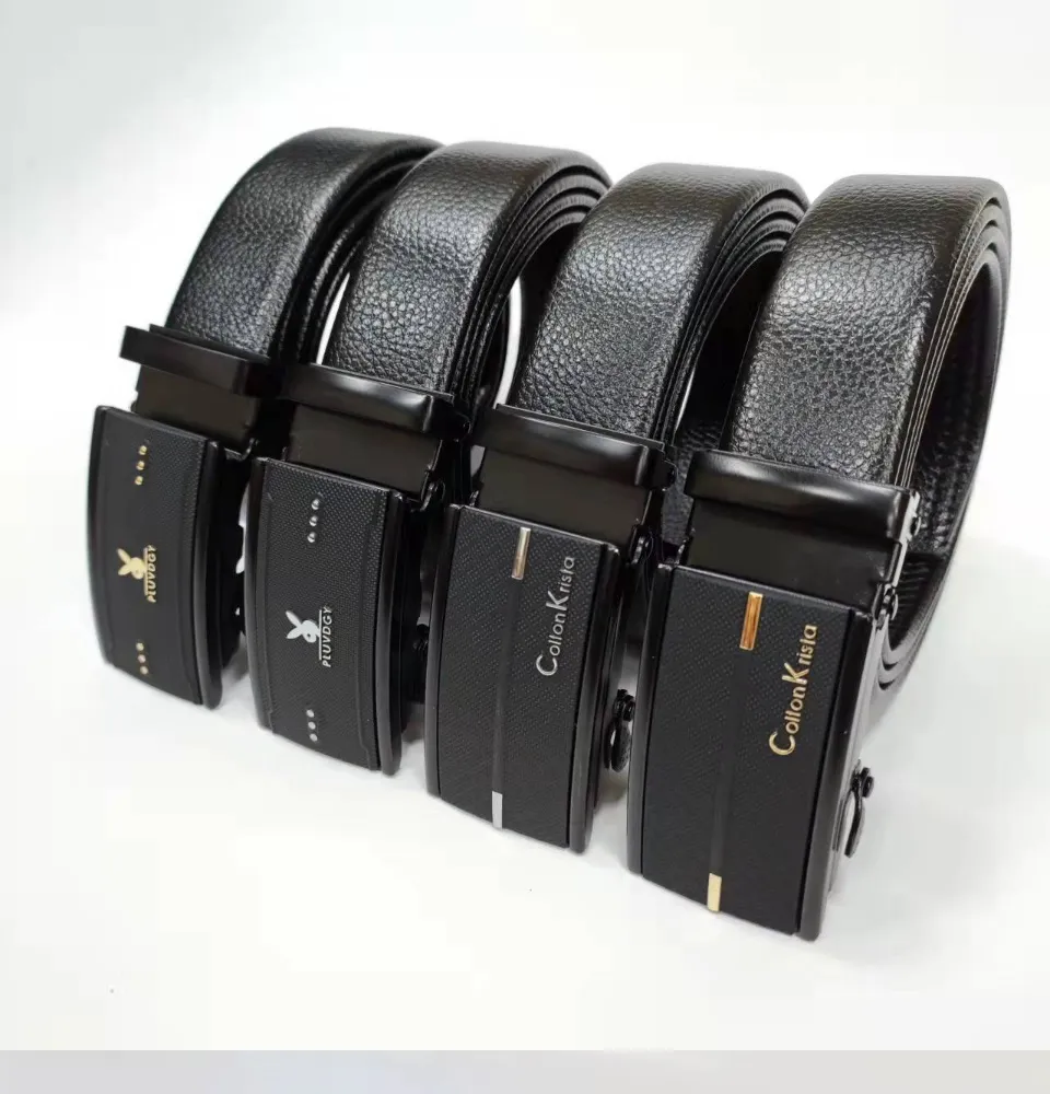 Men's Belt Genuine Leather Simple Korean Style Automatic Belt Buckle Leather Belt for Men #LX0804