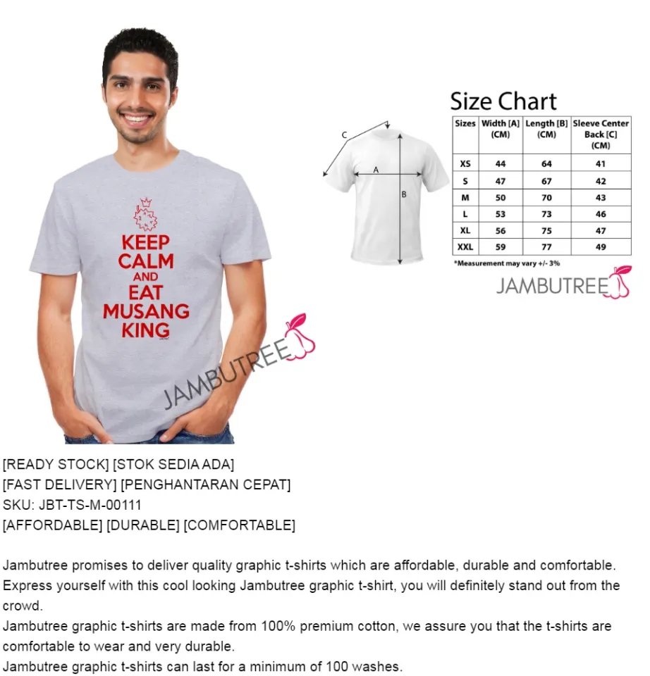 Jambutree Funny Keep Calm and Eat Musang King Durian Malaysia Fruit Graphic  T-Shirt Tee Streetwear