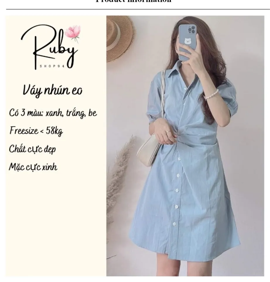 Váy sơ mi trắng nhún eo V1315 - Chat Shop DVC (Kèm ảnh thật trải sàn do  shop tự chụp) | Shopee Việt Nam