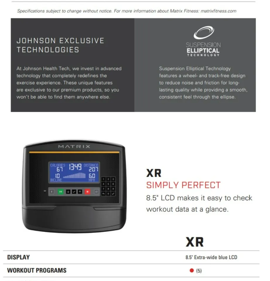 Johnson Fitness Matrix Fitness E30 XR Elliptical Trainer Lazada