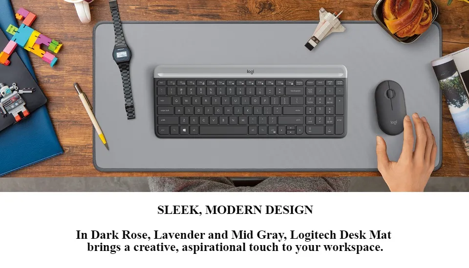 Logitech Desk Mat - Studio Series, Multifunctional Large Desk Pad, Extended  Mouse Mat, Office Desk Protector with Anti-Slip Base, Spill-Resistant  Durable Design, in Darker Rose : : Electronics