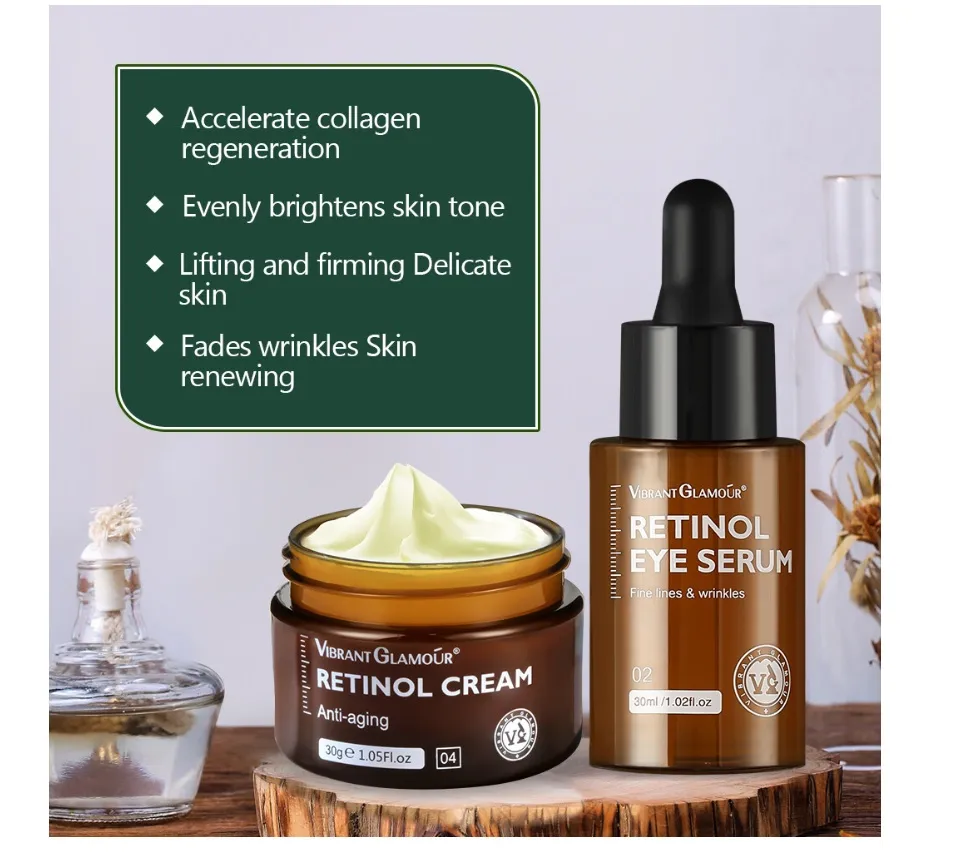 VIBRANT GLAMOUR Retinol Set Face Cream+Eye Serum with Hyaluronic 