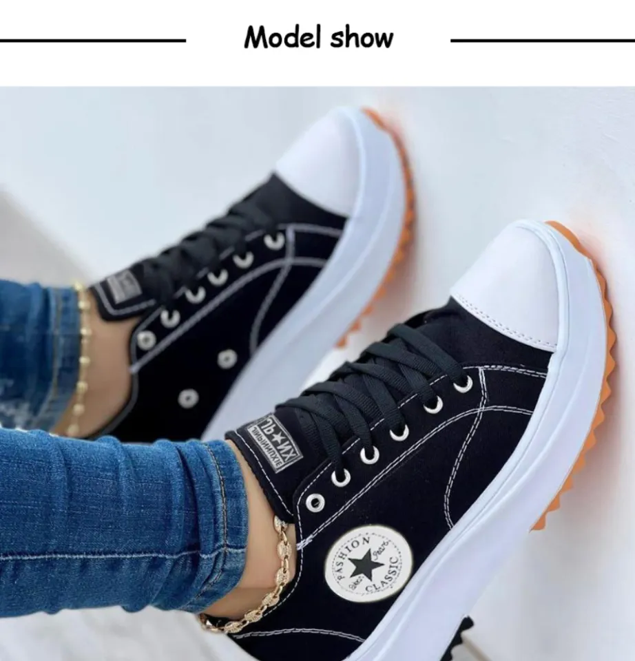 Atikota Wedges Women Canvas Shoes Fashion Closed Toe Wedges Large Size Low Top Shoes Ladies Lazada PH