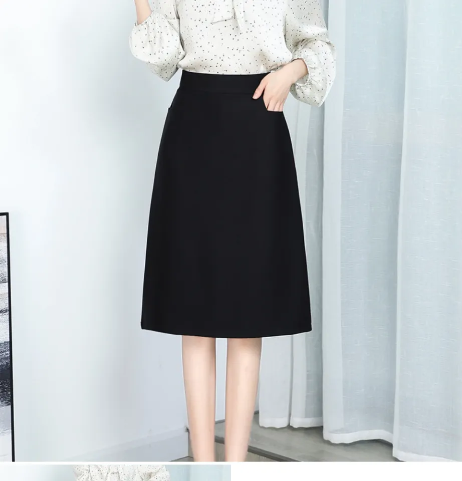 S.Store Women Work Wear High Waisted Midi Length Formal Office Stretchable Office Ladies Black Skirt Pant Plus Size S 3XL Lazada