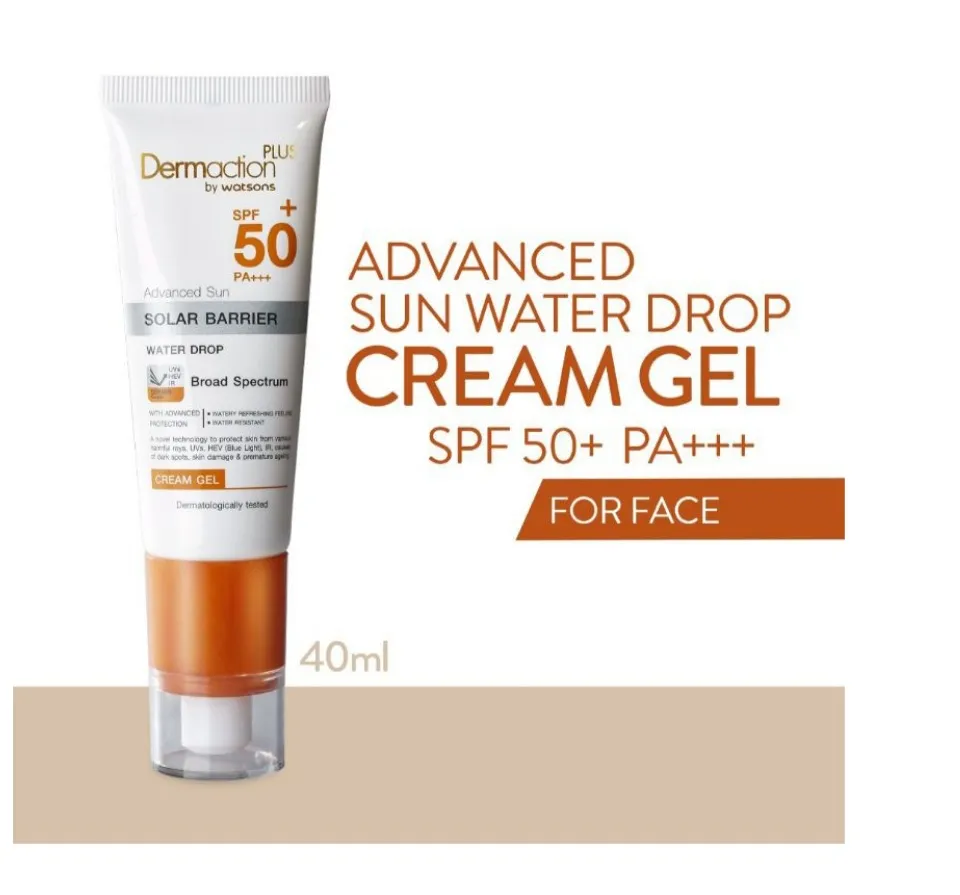 DERMACTION PLUS BY WATSONS Advanced Sun Water Drop Cream Gel SPF50 40ml