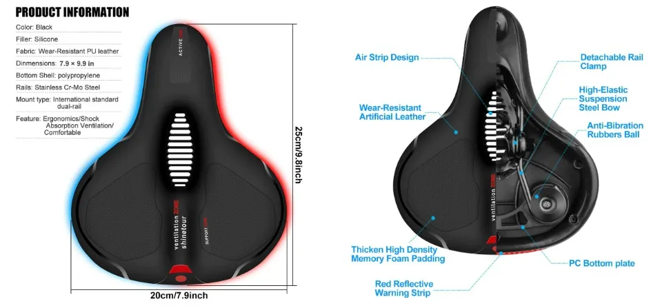BASTO Bike Seat- Most Comfortable Bike Seat Wide Bicycle Saddle