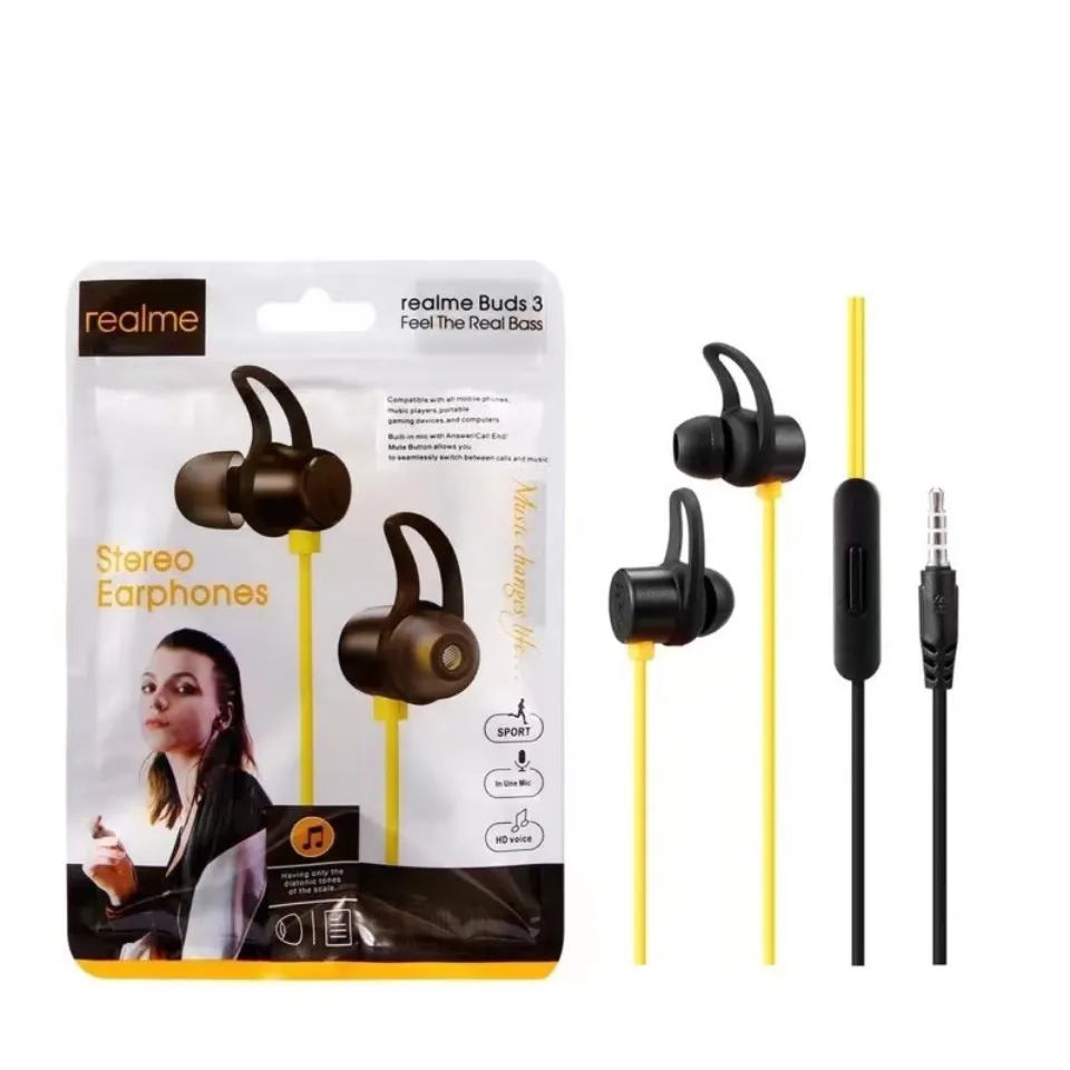 100 Original Smilee Realme wired headset Buds In ear Earphone Stereo Earphones Hands free 3.5mm W Mic Headset Lazada PH